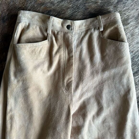 Vintage Vakko High Rise Suede Straight Leg Pants - Picture 4 of 6